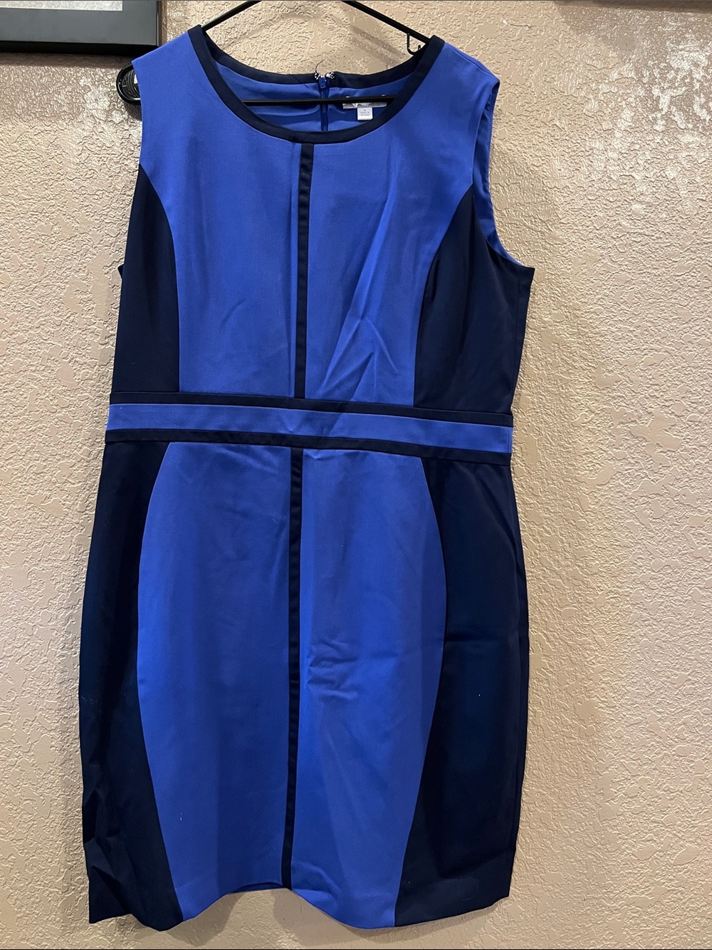 Sleeveless Royal and Navy Colorblock Dress
